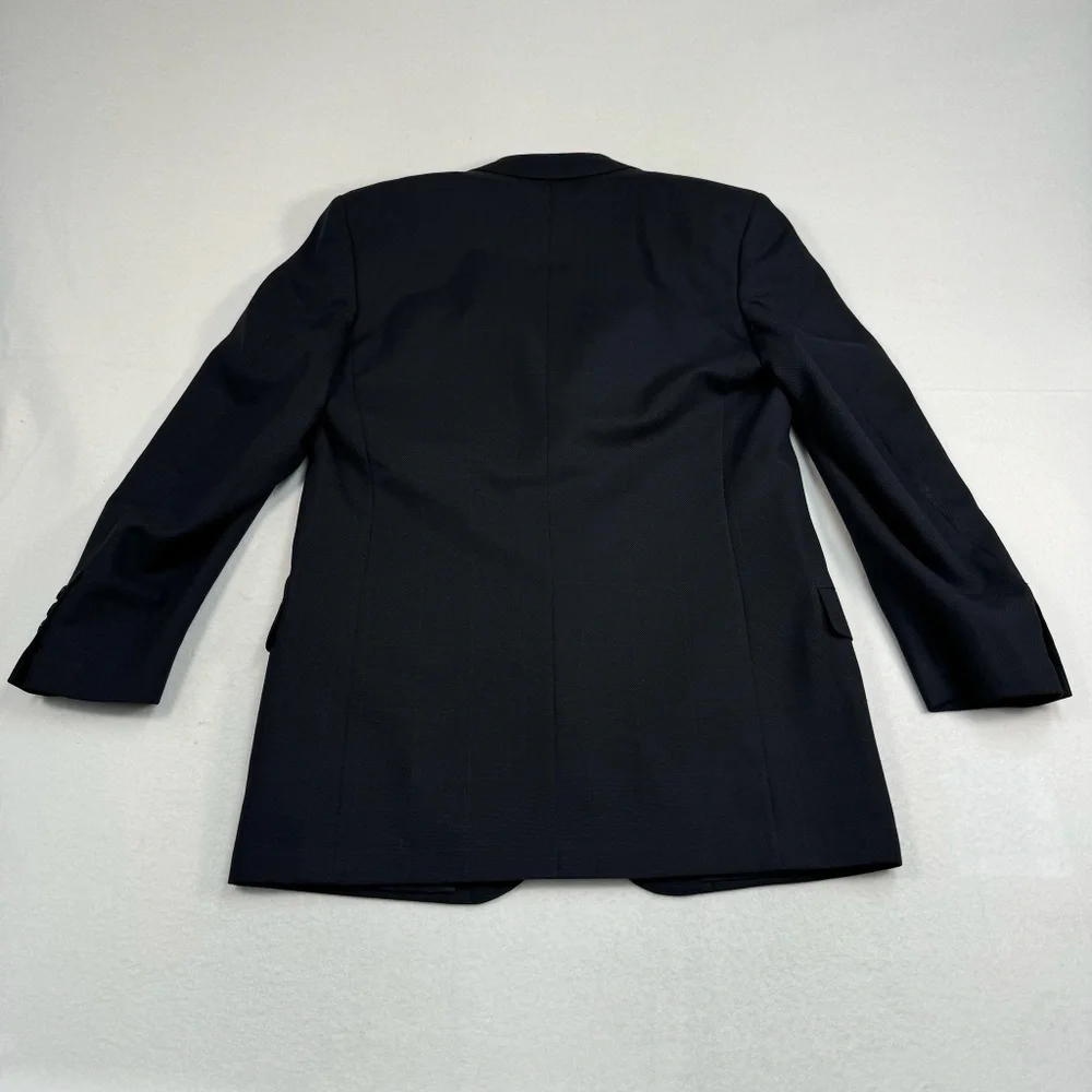 Ennio Dagnillo Wool Cashmere Blend Blazer Jacket Mens Navy Blue Windowpane